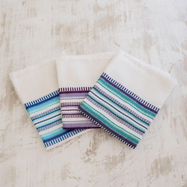 Alternate image for Set of 3 Handwoven Guatemalan Cotton Dish Towels Berry Colors