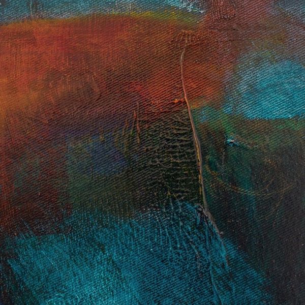 Alternate image for Signed Blue and Orange Abstract Painting from El Salvador Composition 351
