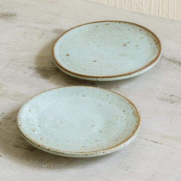 Alternate image for Rustic Small Ceramic Dessert Plates Pair Verdant Earth