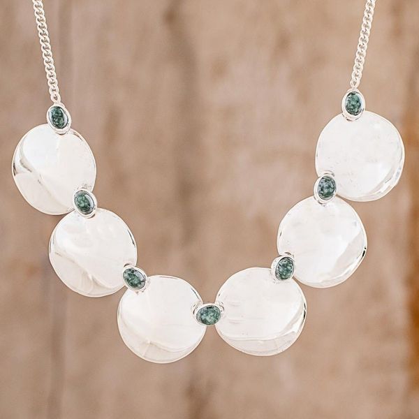 Alternate image for Circle Pattern Jade Pendant Necklace from Guatemala Six Mirrors
