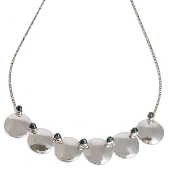 Alternate image for Circle Pattern Jade Pendant Necklace from Guatemala Six Mirrors
