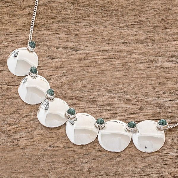 Alternate image for Circle Pattern Jade Pendant Necklace from Guatemala Six Mirrors