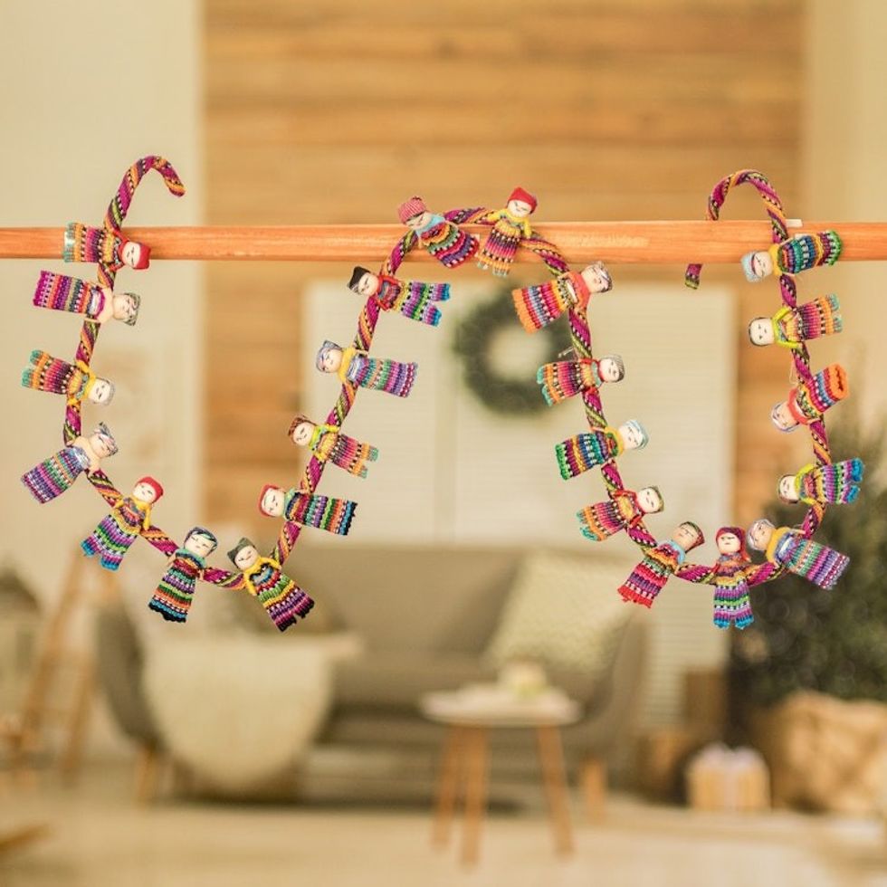 Artisan Crafted Guatemalan Worry Doll Garland 'Joy and Diversity'