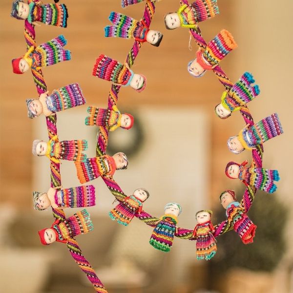 Alternate image for Artisan Crafted Guatemalan Worry Doll Garland Joy and Diversity