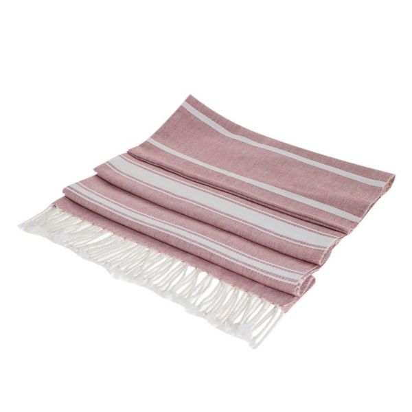 Alternate image for Handwoven Cotton Beach Towel in Carnation from Guatemala Fresh Relaxation in Carnation
