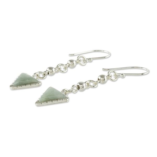 Alternate image for Triangular Jade Dangle Earrings from Guatemala Maya Chains in Light Green