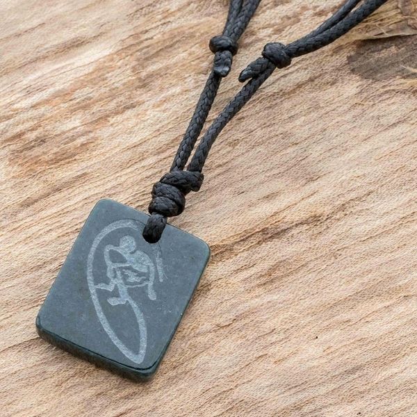 Alternate image for Dark Green Jade Surfer Pendant Necklace from Guatemala Surfer