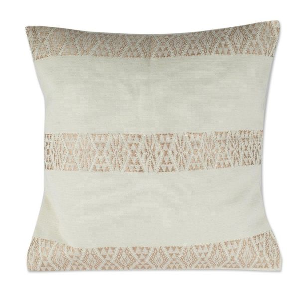 Alternate image for Ecru Hand Woven Cotton Cushion Cover Mountains and Valleys in Ecru