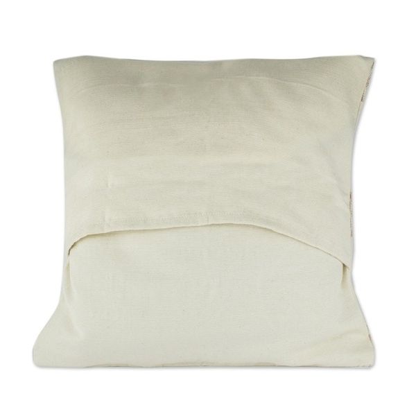 Alternate image for Ecru Hand Woven Cotton Cushion Cover Mountains and Valleys in Ecru