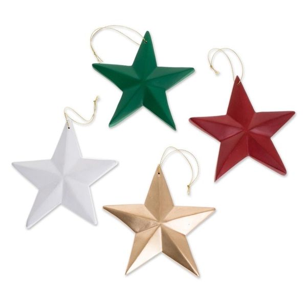 Alternate image for Assorted Wood Star Ornaments from Guatemala Set of 4 Colorful Light