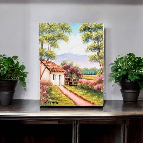 Alternate image for Signed Painting of a Countryside Cottage from Guatemala Magic Village