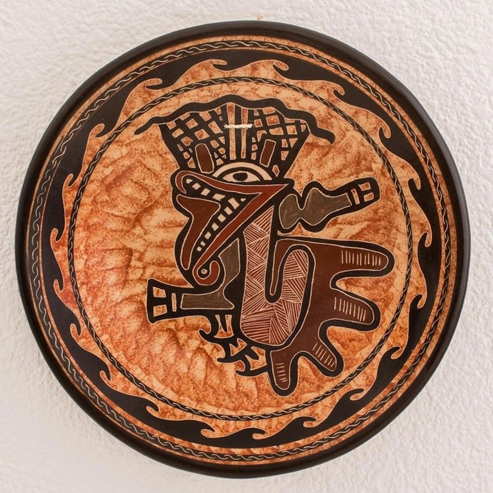 Dragon-Themed Ceramic Wall Art from Costa Rica 'Abstract Dragon'
