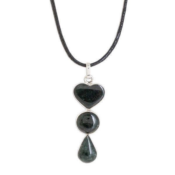 Alternate image for Heart-Shaped Jade Pendant Necklace from Guatemala Heart Silhouette