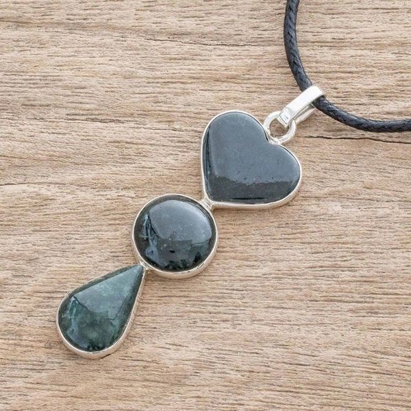 Alternate image for Heart-Shaped Jade Pendant Necklace from Guatemala Heart Silhouette