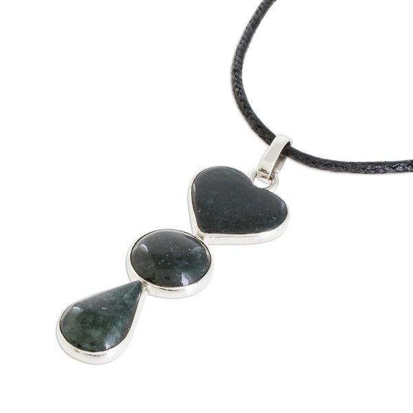 Alternate image for Heart-Shaped Jade Pendant Necklace from Guatemala Heart Silhouette