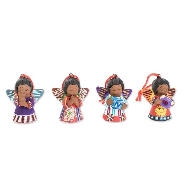 Alternate image for Four Handcrafted Ceramic Angel Ornaments Earth Angels