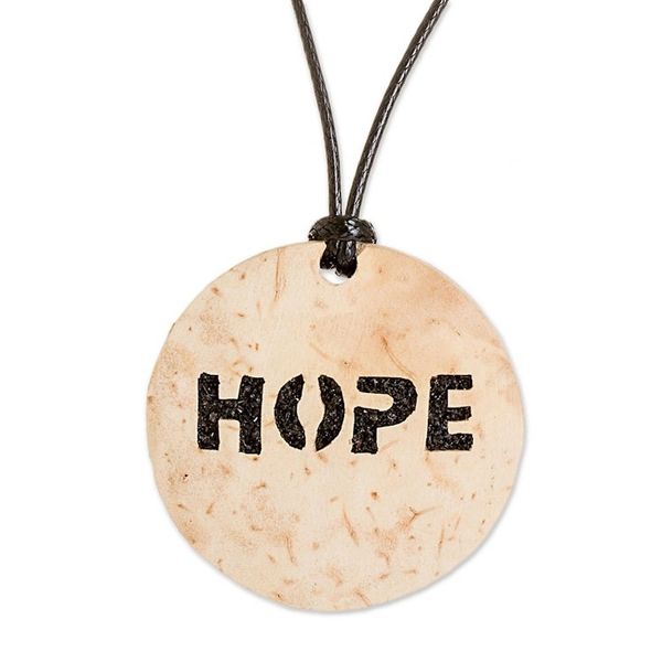 Alternate image for Hope-Themed Coconut Shell and Lava Stone Pendant Necklace Have Hope