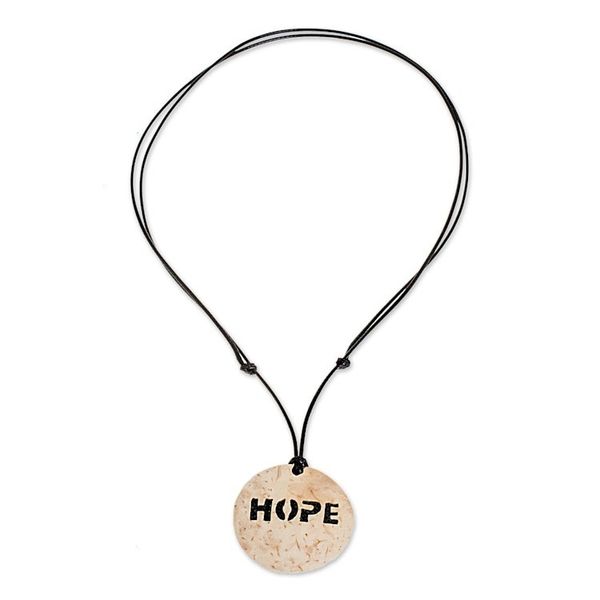 Alternate image for Hope-Themed Coconut Shell and Lava Stone Pendant Necklace Have Hope