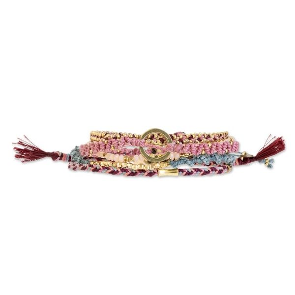 Alternate image for Glass Beaded Macrame Bracelets in Various Colors Set of 5 Powerful Friendship