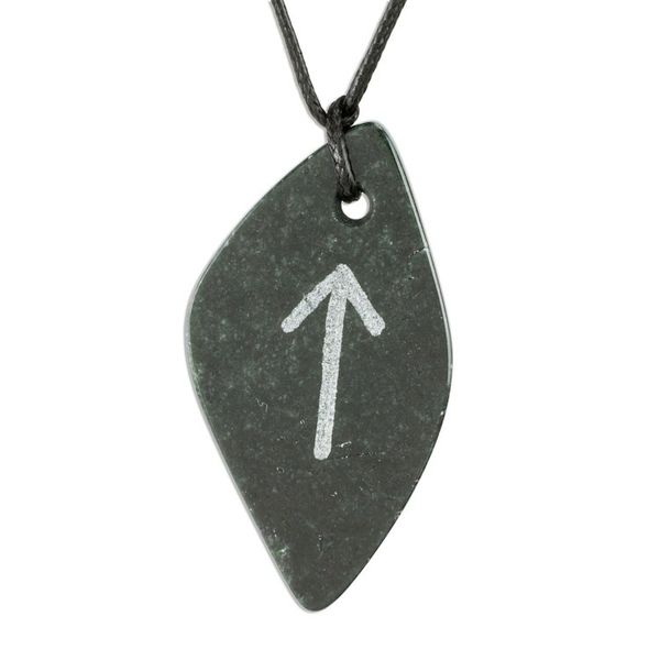 Alternate image for Unisex Jade Pendant Necklace with Tiwaz Rune Rune Tiwaz