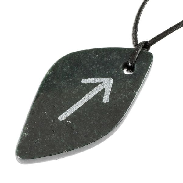 Alternate image for Unisex Jade Pendant Necklace with Tiwaz Rune Rune Tiwaz
