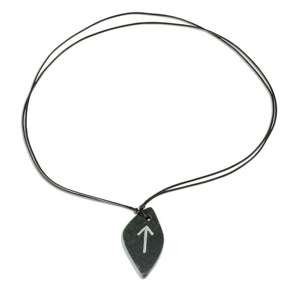 Alternate image for Unisex Jade Pendant Necklace with Tiwaz Rune Rune Tiwaz