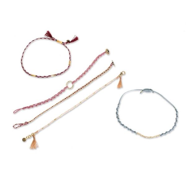 Alternate image for Glass Beaded Macrame Bracelets in Various Colors Set of 5 Powerful Friendship
