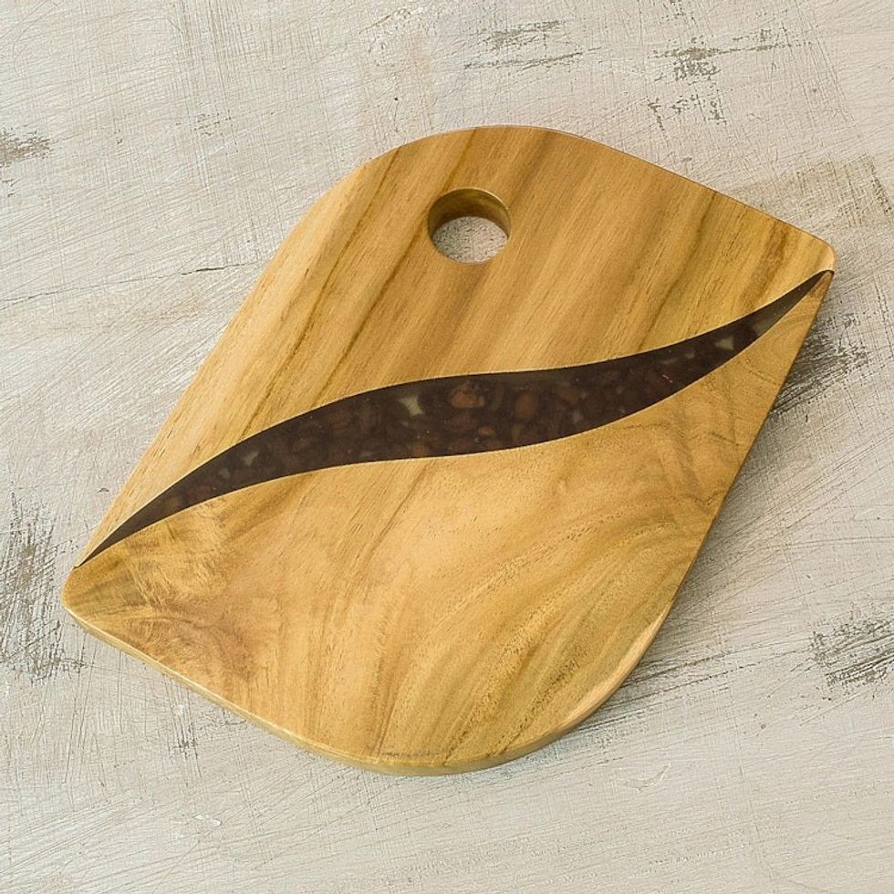 Natural Coffee Bean Teak Wood Trivet from Costa Rica 'Coffee Lover'
