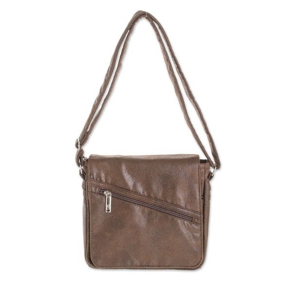 Alternate image for Handmade Faux Leather Messenger Bag in Espresso Espresso Journey
