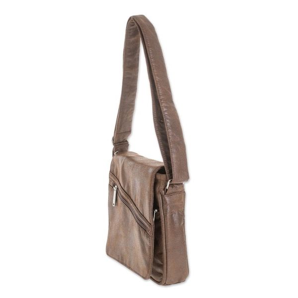Alternate image for Handmade Faux Leather Messenger Bag in Espresso Espresso Journey