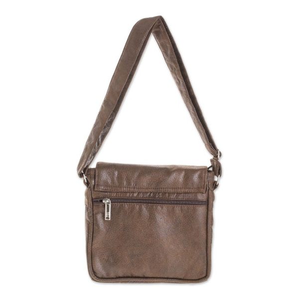 Alternate image for Handmade Faux Leather Messenger Bag in Espresso Espresso Journey