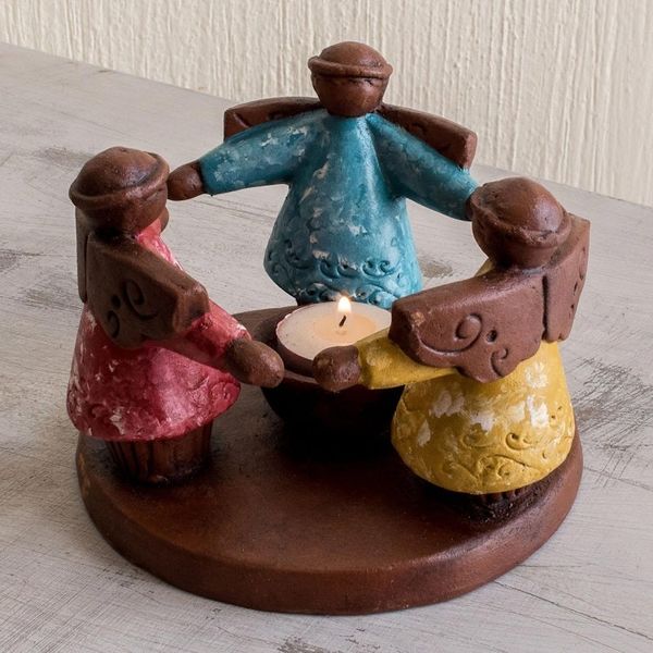 Alternate image for Angel Tealight Candleholder Handcrafted in Terracotta Angel Ceremony