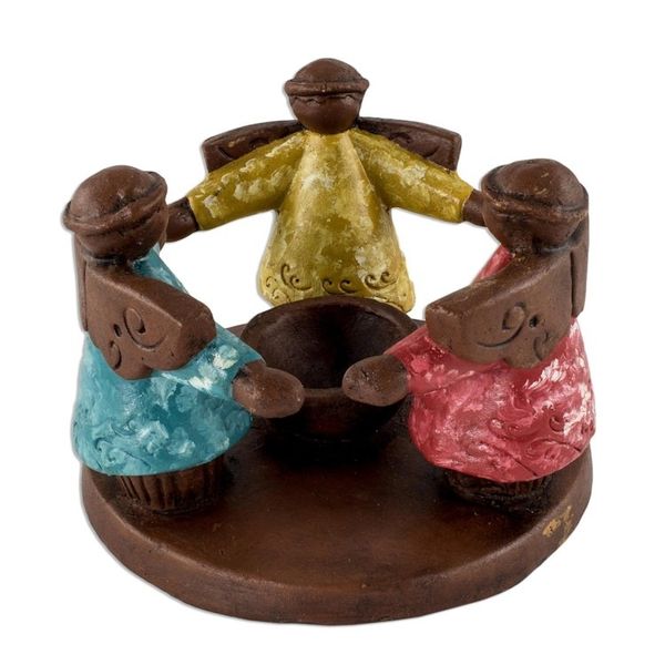 Alternate image for Angel Tealight Candleholder Handcrafted in Terracotta Angel Ceremony