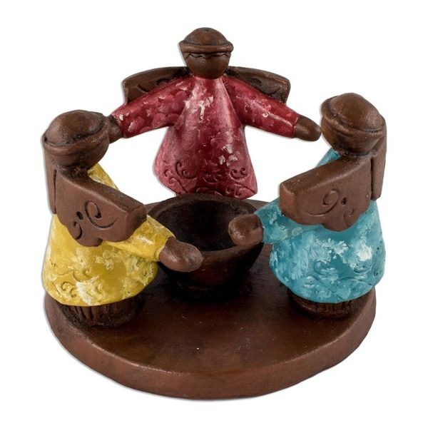 Alternate image for Angel Tealight Candleholder Handcrafted in Terracotta Angel Ceremony