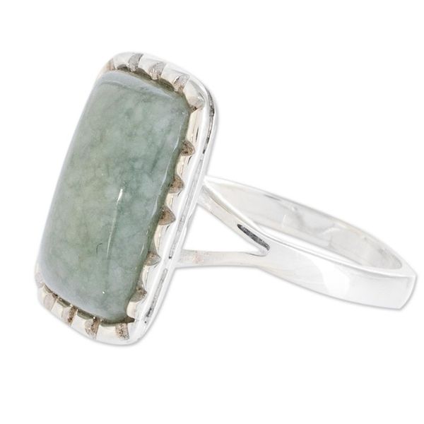 Alternate image for Square Cut Apple Green Jade Cocktail Ring from Guatemala Subtle in Apple Green