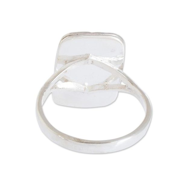 Alternate image for Square Cut Apple Green Jade Cocktail Ring from Guatemala Subtle in Apple Green