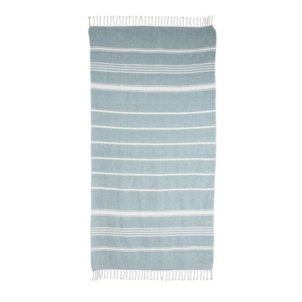 Alternate image for Striped Cotton Beach Towel in Teal from Guatemala Sweet Relaxation in Teal