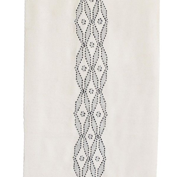 Alternate image for Alabaster Cotton Table Runner with Dark Azure Accents Coban Diamonds in Azure