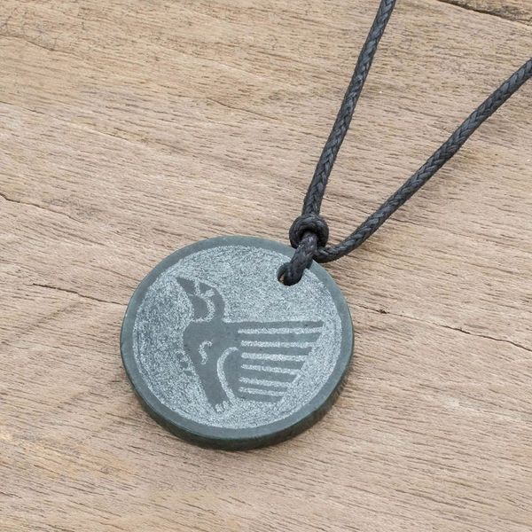 Alternate image for Hand-Carved Jade Hummingbird Pendant Necklace from Guatemala Iq