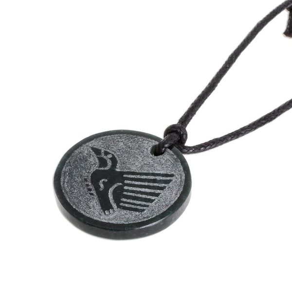Alternate image for Hand-Carved Jade Hummingbird Pendant Necklace from Guatemala Iq