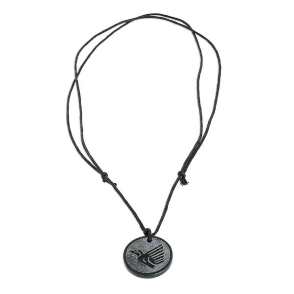 Alternate image for Hand-Carved Jade Hummingbird Pendant Necklace from Guatemala Iq