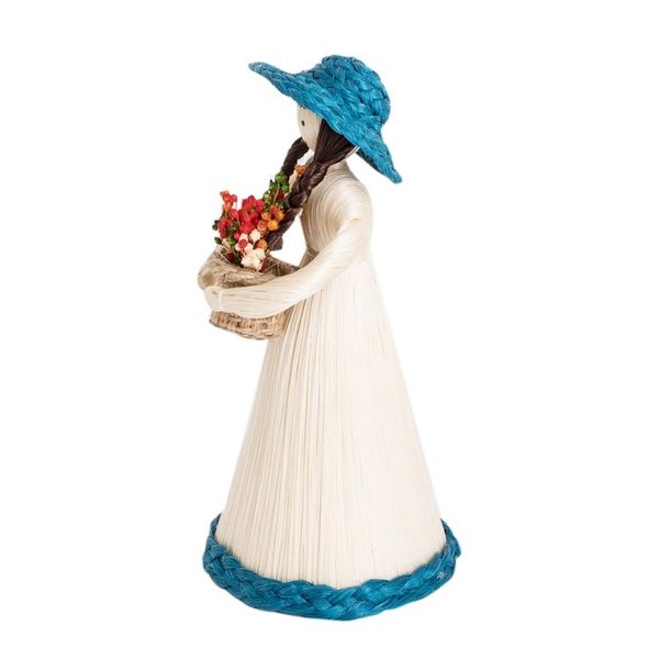 Alternate image for Natural Fiber Statuette of a Woman Gathering Flowers Country Flowers