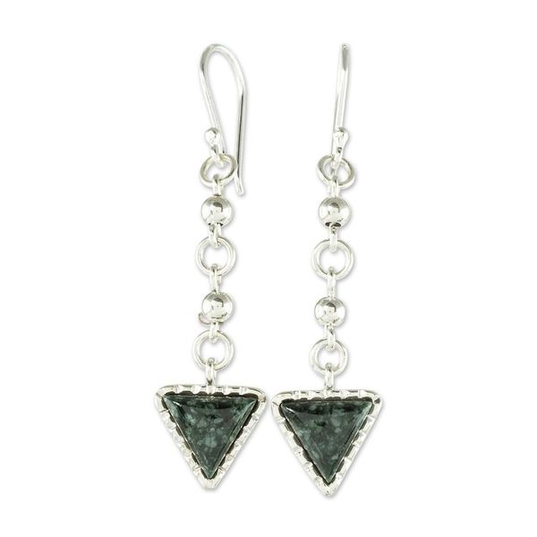 Alternate image for Dark Green Jade Dangle Earrings from Guatemala Maya Chains in Dark Green