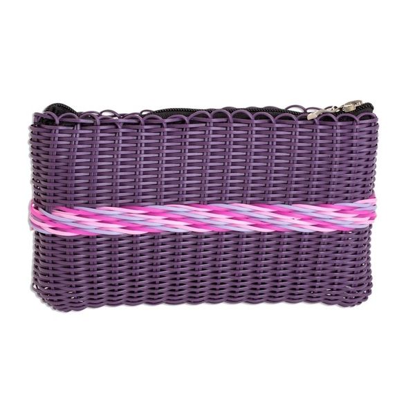 Alternate image for Recycled Handwoven Clutch in Eggplant from Guatemala Harmony of Color in Eggplant