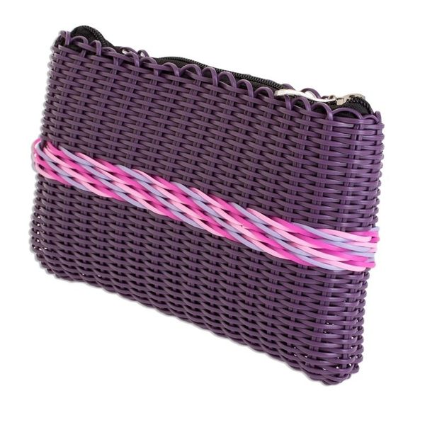 Alternate image for Recycled Handwoven Clutch in Eggplant from Guatemala Harmony of Color in Eggplant