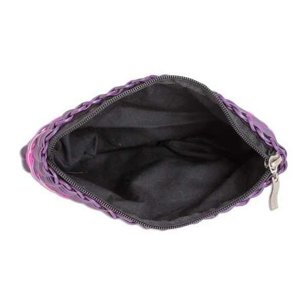 Alternate image for Recycled Handwoven Clutch in Eggplant from Guatemala Harmony of Color in Eggplant