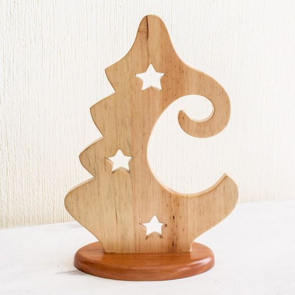 Alternate image for Natural Pinewood Christmas Tree Sculpture Christmas Stars