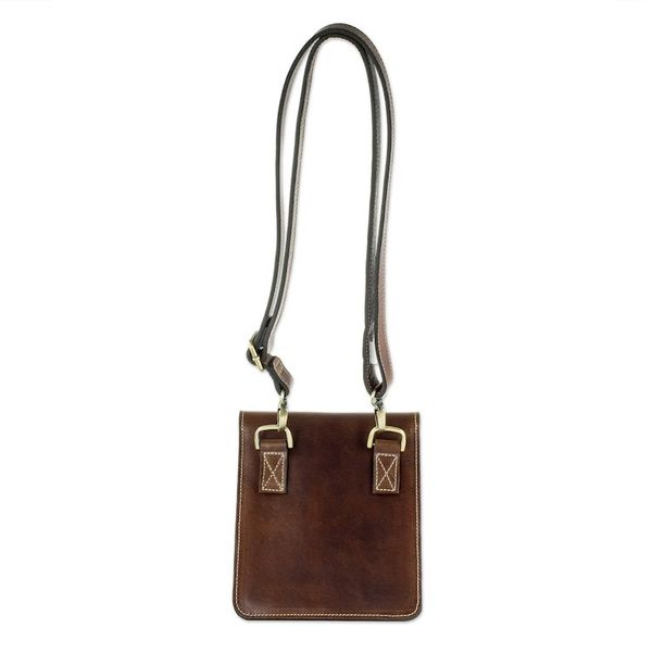 Alternate image for Unisex Small Brown Leather Shoulder Bag Quest