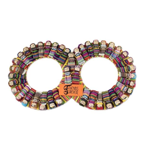 Alternate image for Handmade Guatemalan Worry Doll Double Wreath Friends Forever