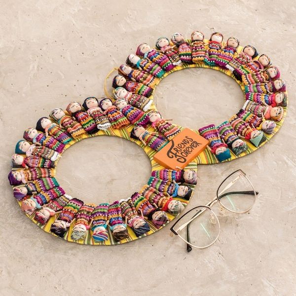 Alternate image for Handmade Guatemalan Worry Doll Double Wreath Friends Forever